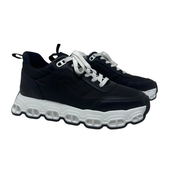 Hermès Impulse Leather Sneakers Womens size 38.5 black white shoes - Picture 1 of 13